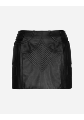 Dolce & Gabbana Nappa Leather Miniskirt - Woman Skirts Black Leather 38