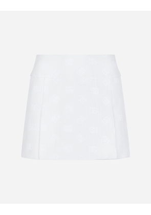 Dolce & Gabbana Quilted Jacquard Miniskirt With Dg Logo - Woman Skirts White 36