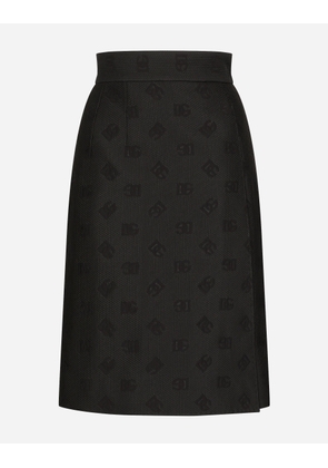 Dolce & Gabbana Quilted Jacquard Midi Skirt With Dg Logo - Woman Skirts Black 40