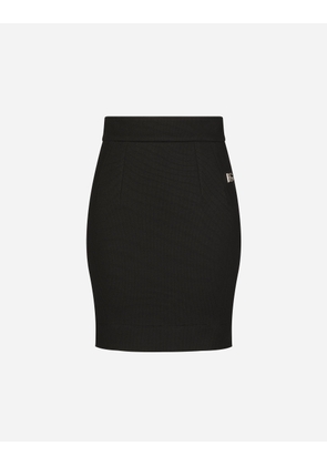 Dolce & Gabbana Milano Rib Miniskirt With Dg Logo - Woman Skirts Black Viscose 46