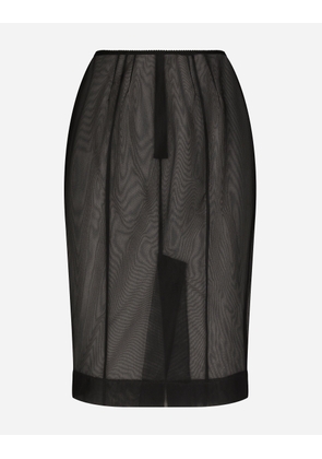 Dolce & Gabbana Marquisette Midi Pencil Skirt - Woman Skirts Black Fabric 38