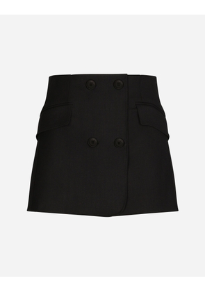 Dolce & Gabbana Twill Mini Wrap Skirt - Woman Skirts Black Wool 38