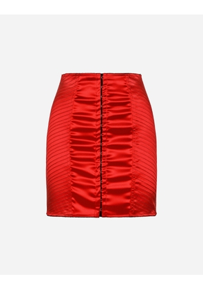 Dolce & Gabbana Satin Miniskirt With Hook-and-eye Fastenings - Woman Skirts Red Satin 40
