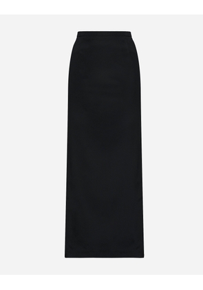 Dolce & Gabbana Cady Calf-length Skirt With Slits - Woman Skirts Black Fabric 44