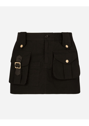 Dolce & Gabbana Faille Miniskirt With Large Pockets - Woman Skirts Black Cotton 48