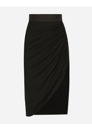 Dolce & Gabbana Asymmetrical Jersey Skirt With Draping - Woman Skirts Black Viscose 36