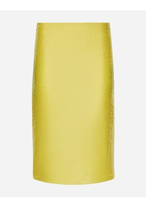 Dolce & Gabbana Sequined Pencil Skirt - Woman Skirts Yellow 46