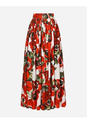Dolce & Gabbana Long Anemone-printed Cotton Circle Skirt - Woman Skirts Print 40