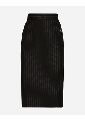 Dolce & Gabbana Short Straight-cut Pinstripe Wool Skirt - Woman Skirts Multicolor 36