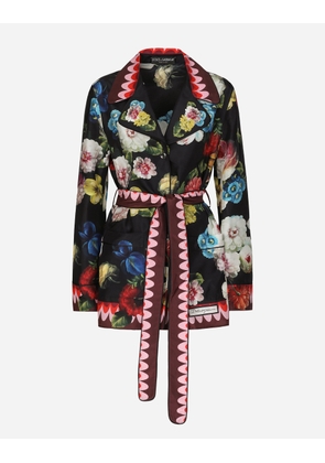 Dolce & Gabbana Twill Pajama Shirt With Nocturnal Flower Print - Woman Shirts And Tops Print 46