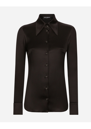 Dolce & Gabbana Long-sleeved Silk Shirt - Woman Shirts And Tops Black Silk 46