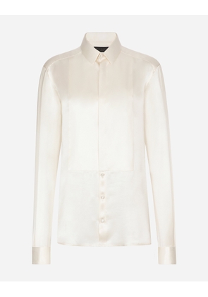 Dolce & Gabbana Silk Shirt With Shirt Front - Woman Shirts And Tops White Silk 46