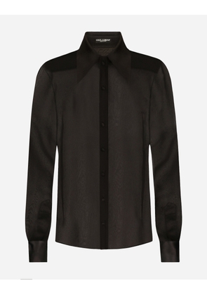 Dolce & Gabbana Silk Chiffon Shirt With Satin Details - Woman Shirts And Tops Black Silk 48