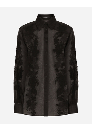 Dolce & Gabbana Organza Shirt With Lace Appliqués - Woman Shirts And Tops Black 48