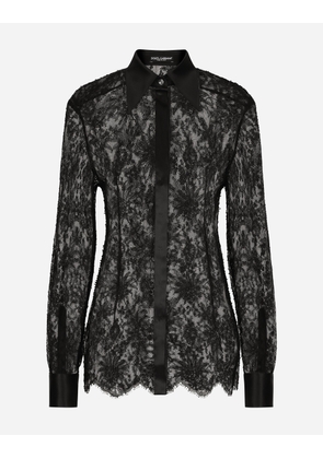 Dolce & Gabbana Chantilly Lace Shirt With Satin Details - Woman Shirts And Tops Black Lace 44