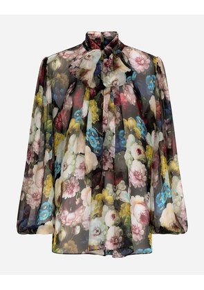 Dolce & Gabbana Chiffon Shirt With Nocturnal Flower Print - Woman Shirts And Tops Print 46