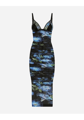 Dolce & Gabbana Tulle Slip Dress With Bluebell Print - Woman Dresses Print 48