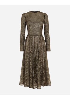 Dolce & Gabbana Long-sleeved Sequined Midi Dress - Woman Dresses Gold 48