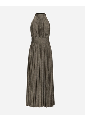 Dolce & Gabbana Pleated Jersey Lurex Calf-length Dress - Woman Dresses Silver 48