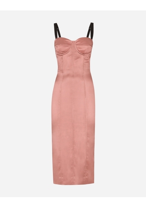 Dolce & Gabbana Satin Calf-length Corset Dress - Woman Dresses Pink Silk 40
