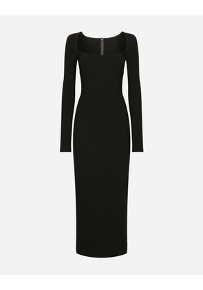 Dolce & Gabbana Long-sleeved Jersey Milano Rib Sheath Dress: - Woman Dresses Black Viscose 40