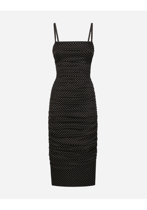 Dolce & Gabbana Charmeuse Sheath Dress With Micro Polka-dot Print: - Woman Dresses Print 44