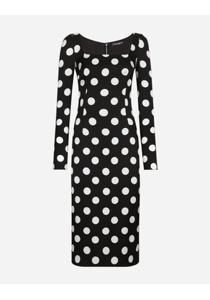 Dolce & Gabbana Charmeuse Sheath Dress With Macro Polka-dot Print - Woman Dresses Print 36