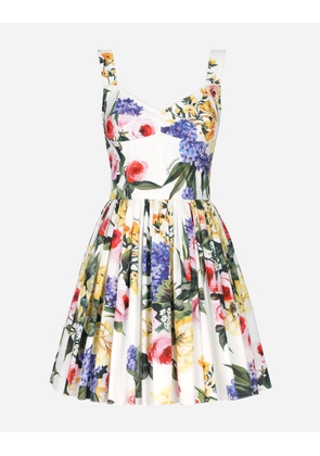 Dolce & Gabbana Short Cotton Corset Dress With Garden Print - Woman Dresses Print 46