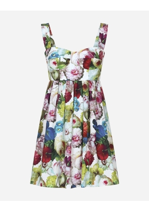 Dolce & Gabbana Short Cotton Corset Dress With Nocturnal Flower Print - Woman Dresses Print 52