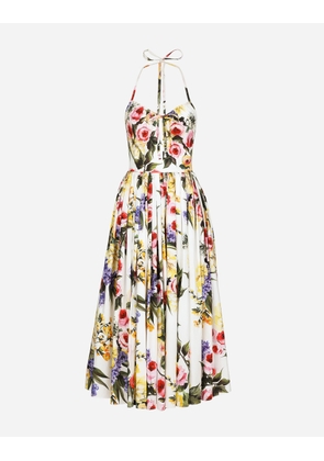 Dolce & Gabbana Calf-length Cotton Dress With Garden Print - Woman Dresses Print 42