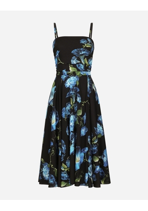 Dolce & Gabbana Strapless Charmeuse Dress With Bluebell Print - Woman Dresses Print 42