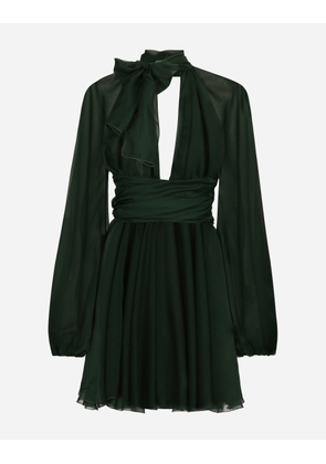 Dolce & Gabbana Short Chiffon Dress - Woman Dresses Green 48