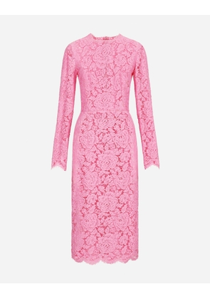 Dolce & Gabbana Branded Floral Cordonetto Lace Sheath Dress - Woman Dresses Pink 38