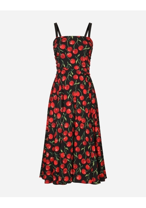 Dolce & Gabbana Cherry-print Charmeuse Calf-length Dress - Woman Dresses Multi-colored Silk 44