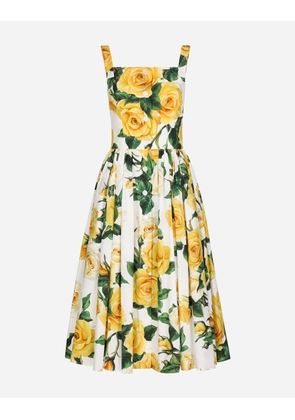 Dolce & Gabbana Cotton Sundress With Yellow Rose Print - Woman Dresses Print 46
