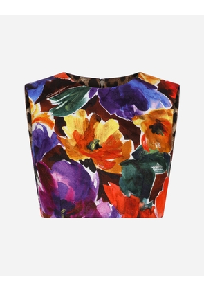 Dolce & Gabbana Brocade Crop Top With Abstract Flower Print - Woman Shirts And Tops Print 44