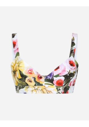 Dolce & Gabbana Cotton Bralette With Garden Print - Woman Shirts And Tops Print 42