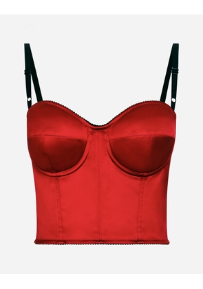 Dolce & Gabbana Satin Corset Top - Woman Shirts And Tops Red Satin 36