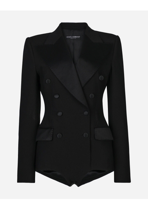 Dolce & Gabbana Double-breasted Tuxedo Jacket Bodysuit - Woman Shirts And Tops Black Fabric 40