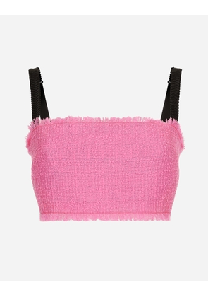 Dolce & Gabbana Raschel Tweed Crop Top With Straps - Woman Shirts And Tops Pink 36