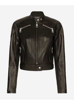Dolce & Gabbana Nappa Leather Biker Jacket - Woman Coats And Jackets Black Leather 38