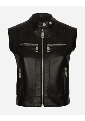 Dolce & Gabbana Zip-up Leather Vest - Woman Coats And Jackets Black Leather 40