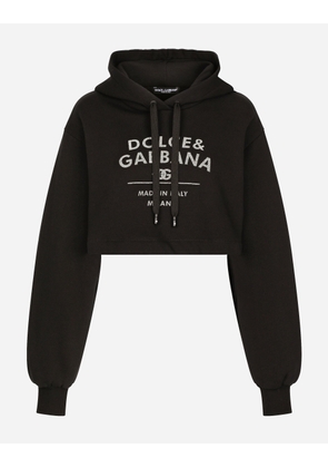 Dolce & Gabbana Jersey Hoodie With Logo Lettering - Woman Black 40
