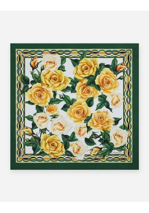 Dolce & Gabbana Twill Scarf With Yellow Rose Print (70 X 70) - Woman Scarves And Silks Print Onesize