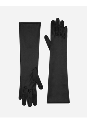 Dolce & Gabbana Short Silk Satin Gloves - Woman Hats And Gloves Black Silk M