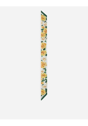 Dolce & Gabbana Twill Headscarf With Yellow Rose Print - Woman Scarves And Silks Print Onesize