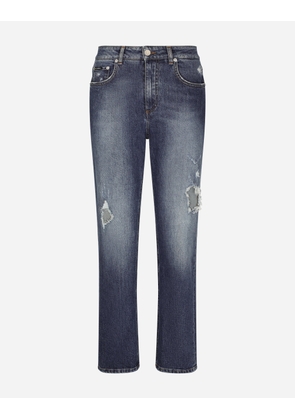 Dolce & Gabbana Boyfriend Jeans With Rips - Woman Denim Multi-colored 38