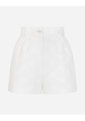 Dolce & Gabbana Jacquard Shorts With All-over Dg Logo - Woman Trousers And Shorts White 48