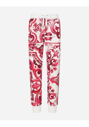Dolce & Gabbana Majolica-print Jersey Jogging Pants - Woman Trousers And Shorts Fuchsia Cotton 40