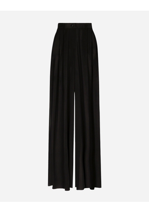 Dolce & Gabbana Silk Chiffon Wide-leg Pants - Woman Trousers And Shorts Black Silk 44